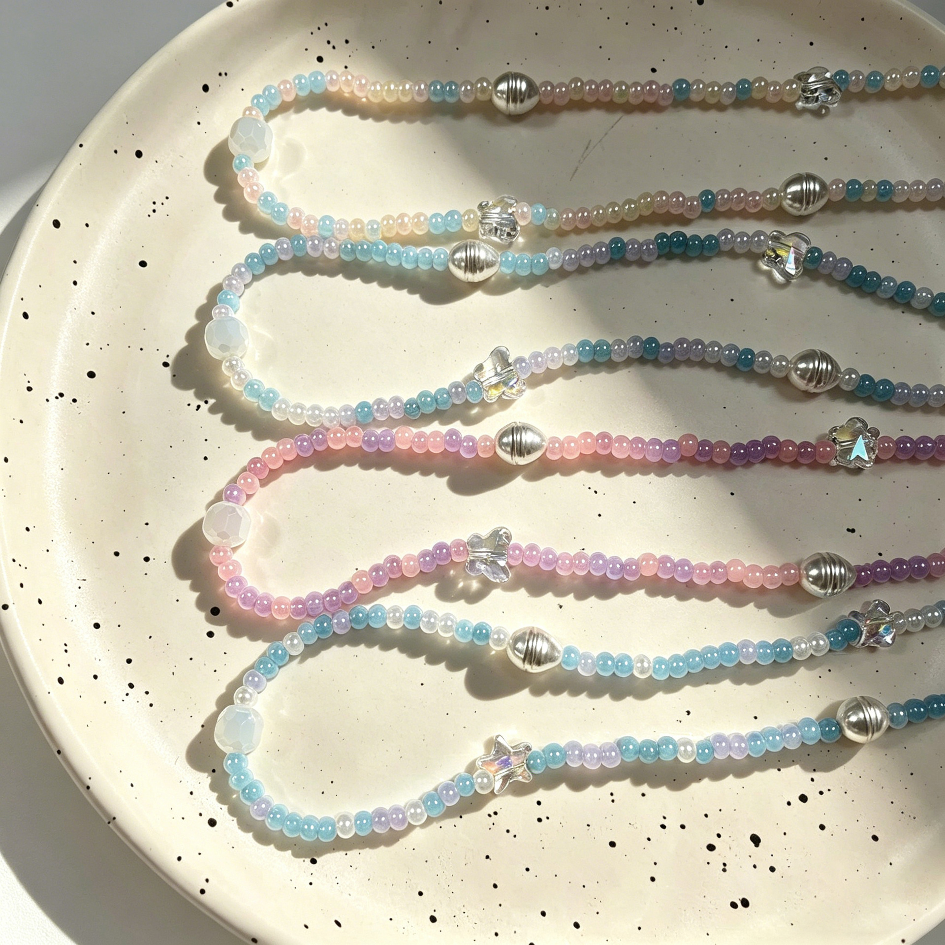 Cross-Border Jewelry, Summer Vitality Style Rice Bead Necklace, Sweet and Cute Beaded Necklace, Niche Exquisite Versatile Clavicle Chain