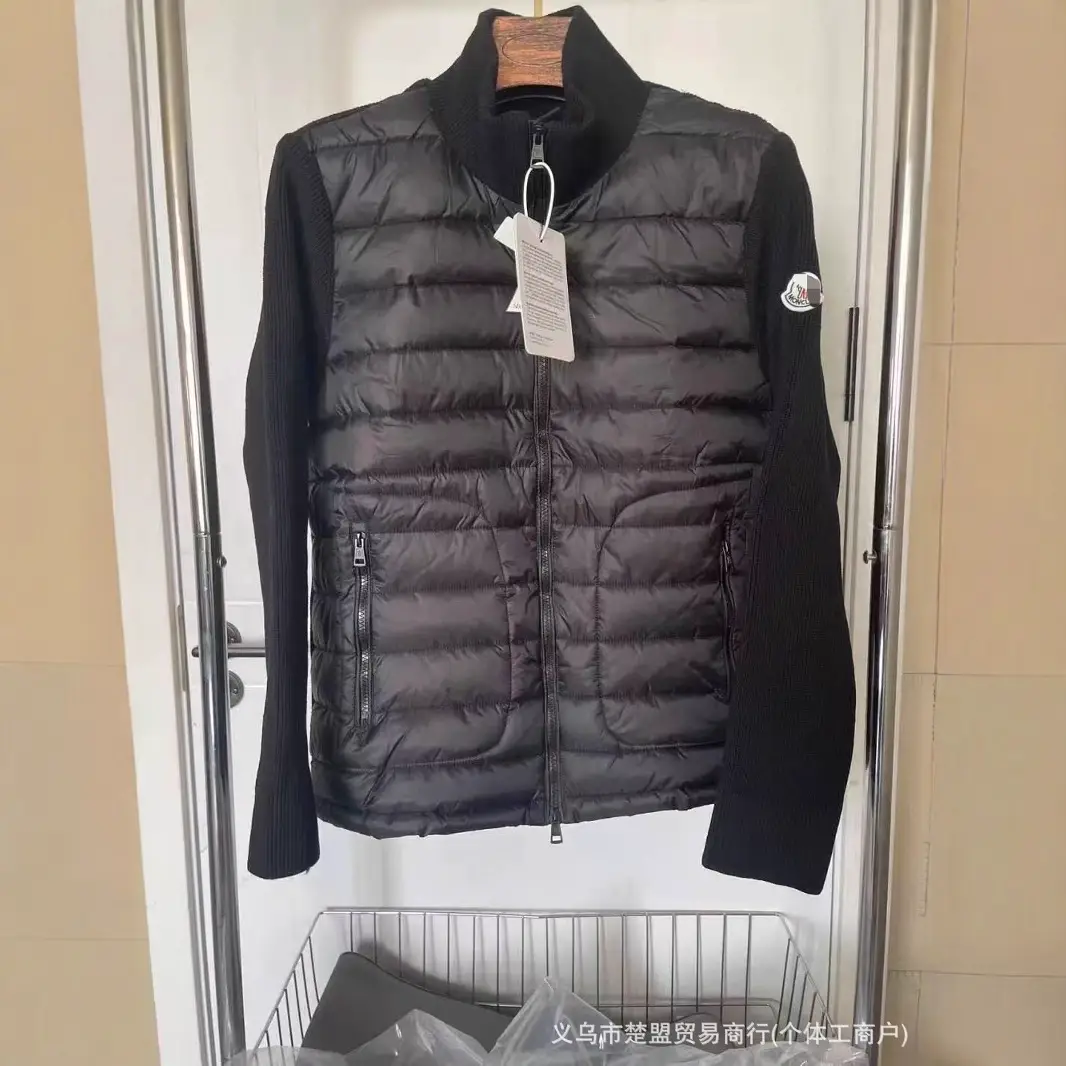 2025 Mengjia new high version of the spot M family classic knitted splicing single fashionable inner men and women with the same paragraph cotton jacket