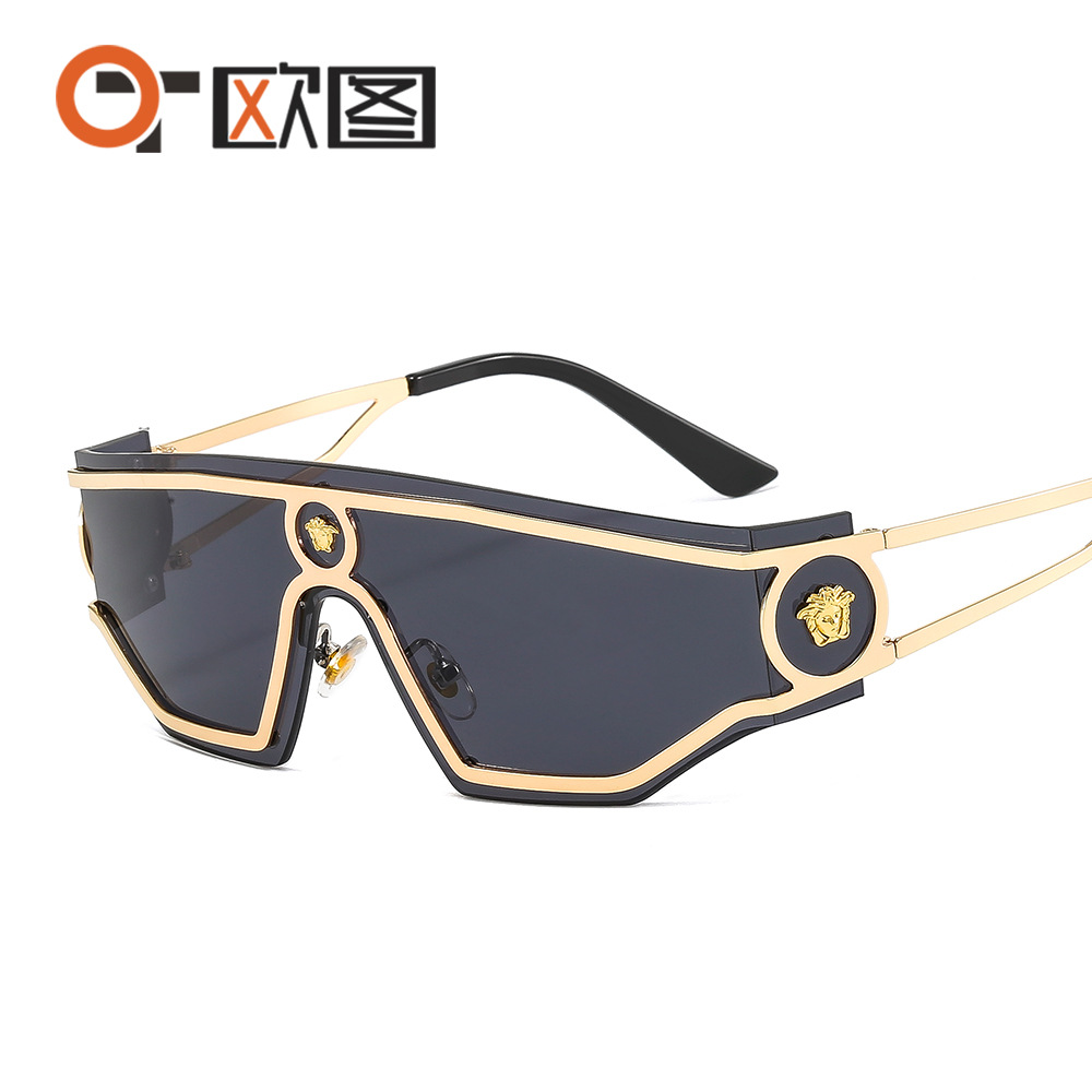 VE9806 New Human Head Conjoined Metal Sunglasses ins Star Fashion Rock Sunglasses for Men and Women