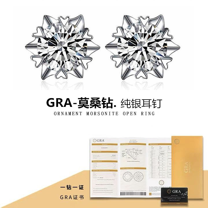 High-end s925 sterling silver earrings female snowflake 50 carat simulation diamond earrings moissanite D color live factory Foto QC de 1688 na Qualit.ly
