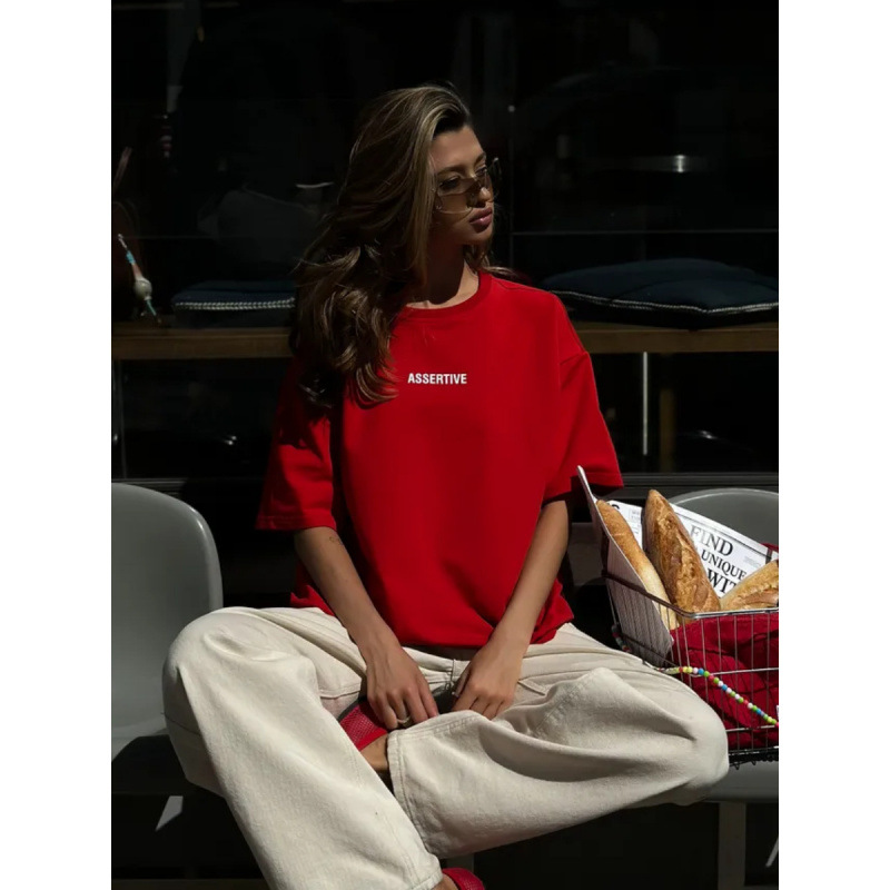European and American Style Outer Wear, Lazy Style, Covering Flesh and Slimming Look, European and American Style Summer 100% Cotton Short-Sleeved T-Shirt Tops Trendy