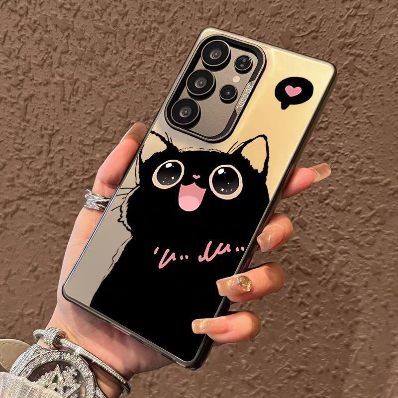 Suitable for Samsung A55 35 A53 34 Mobile Phone Case S24Ultra Heart Black Cat 23/Note20Ultra/25