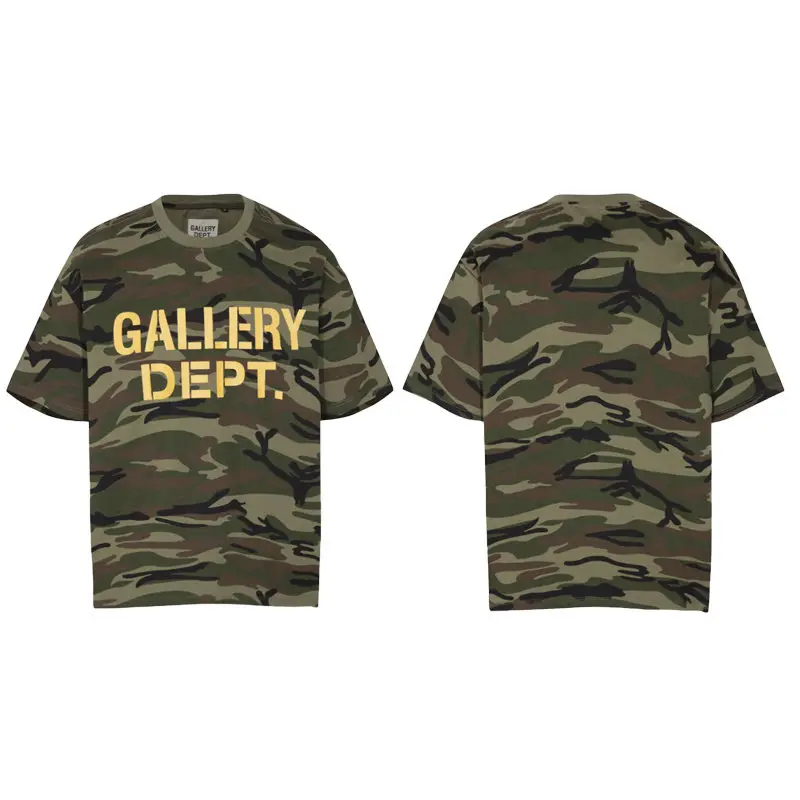 Gallery Dept Camouflage Short-Sleeved Trendy High Street Summer Men's Letter Print Loose Cotton Trendy Brand T-Shirt
