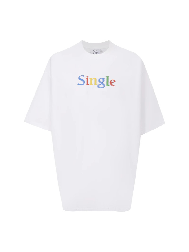 Top Version Vetement2025 New Single Signal Source Letter Print Simple Bottoming Short-Sleeved T-Shirt