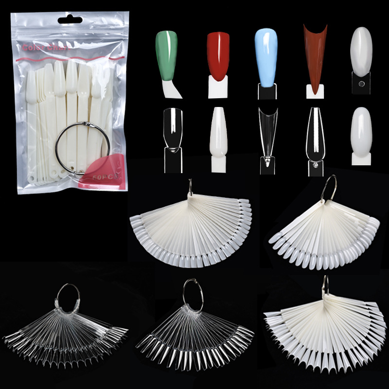 Nail Color Palette 50Pcs Fan-Shaped Color Card Wearable Multi-Style Nail Polish Display Practice