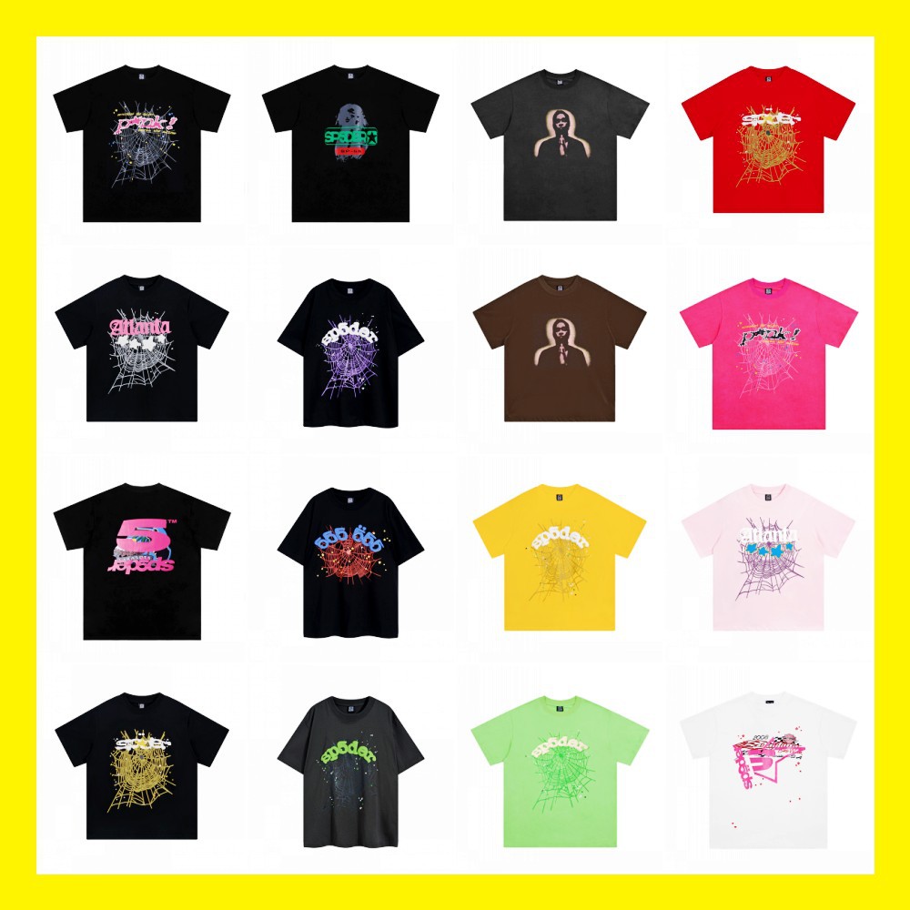 Sp5der hip hop singer Young Thug with foam letter 555555 couple T-shirt Pink short sleeve tee