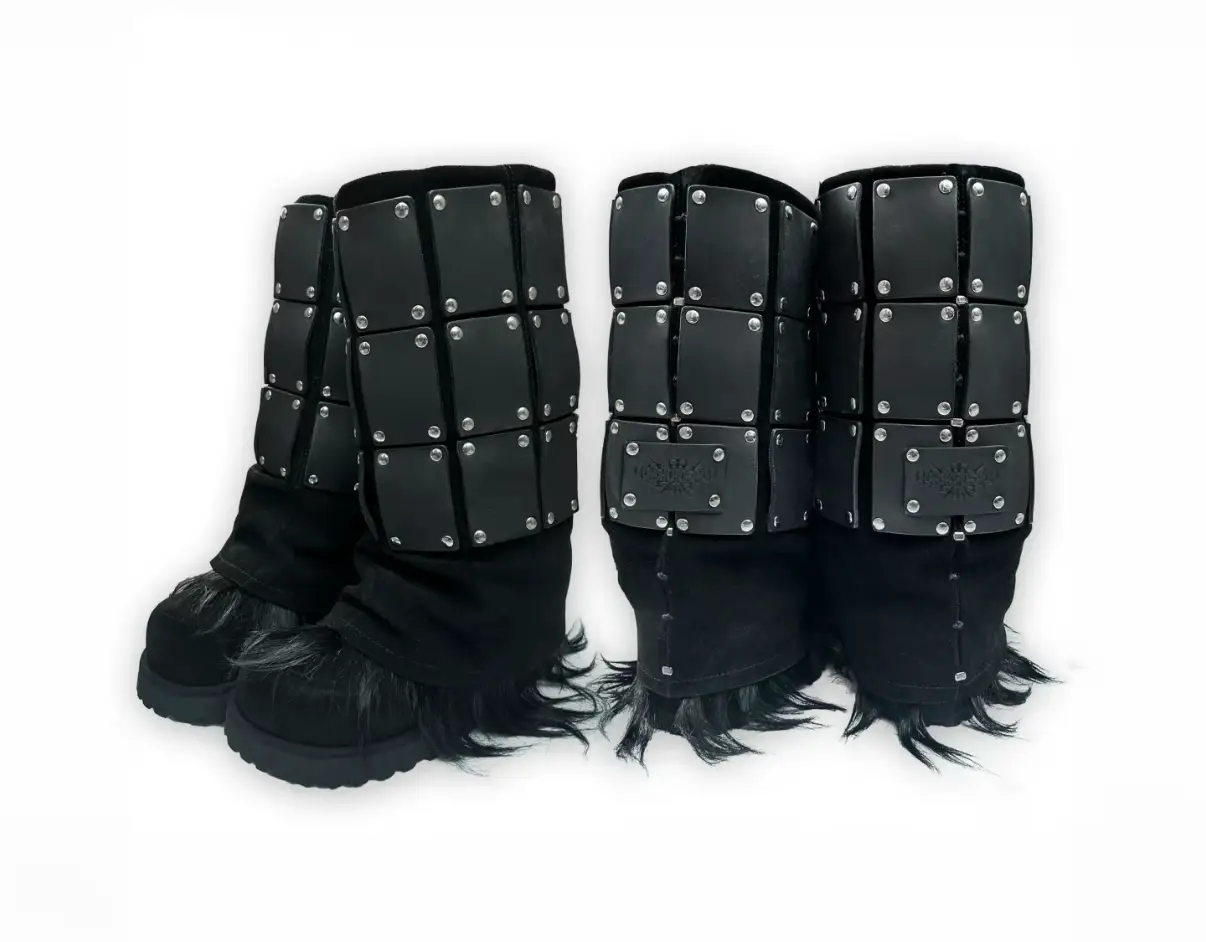 (Good Night) Small Quantity of J@Cksonjohnson Genuine Leather Rivet-Studded Short Boots with Lamb Wool Lining