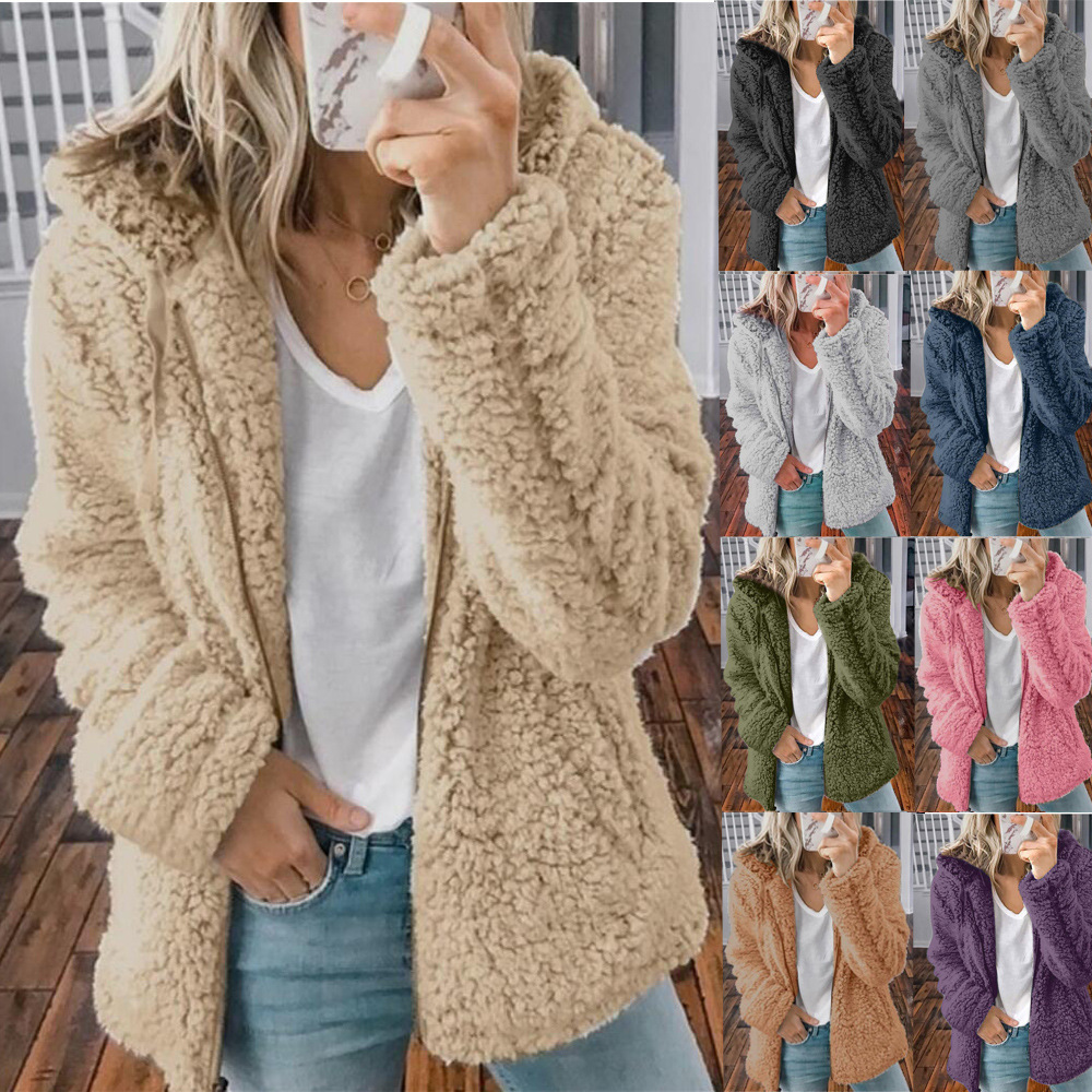 2026 Amazon Wish European and American Cross-Border Foreign Trade New Women's Clothing Hooded Woolen Autumn and Winter Tops and Jackets