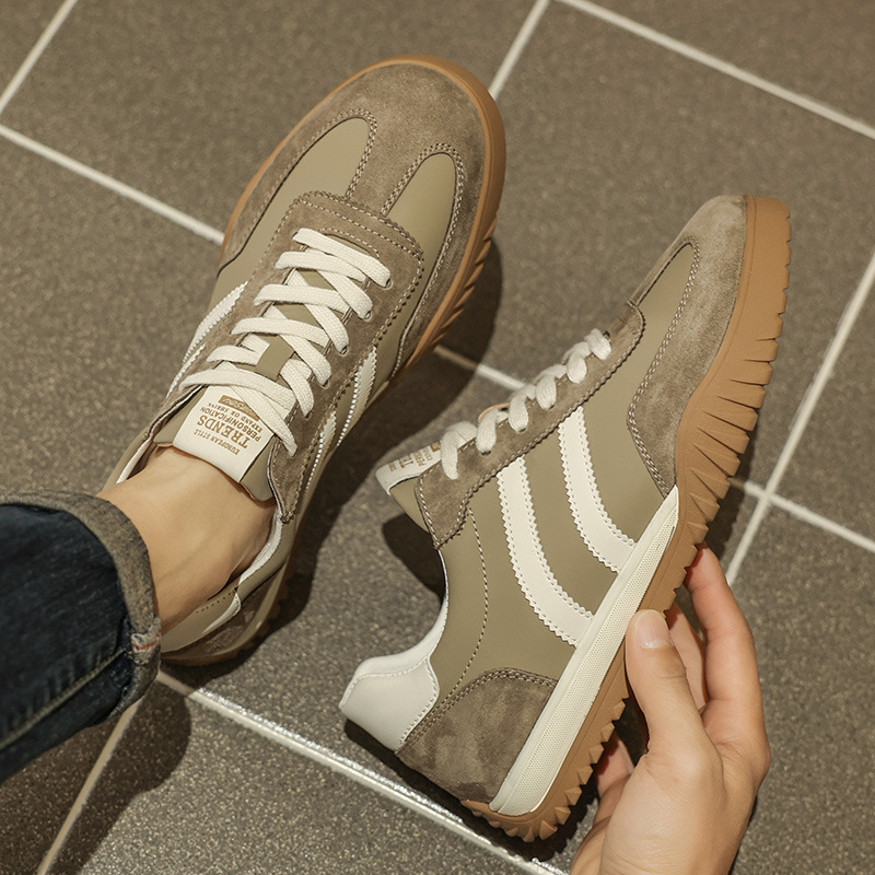 Forrest Gump Shoes Men's 2025 Spring New Genuine Leather German Training Shoes Men's Retro Soft Sole Casual Shoes All-match Fashionable sneaker
