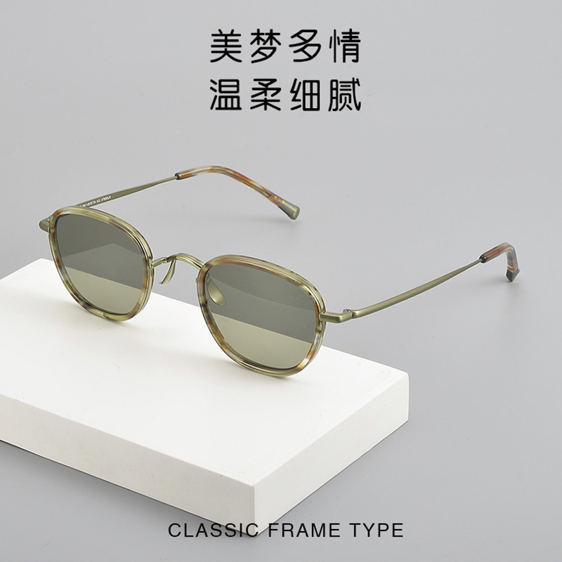 Japanese gold KJ50FX oval pure titanium glasses fashion women plate plain sunglasses travel