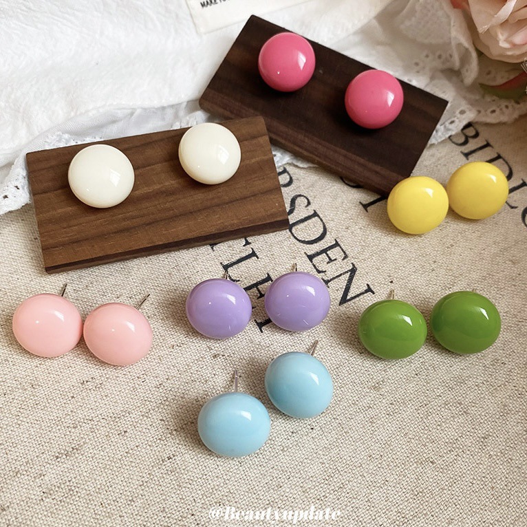 Silver Needle Colorful Bean-Shaped Stud Earrings, Fresh and Sweet, Versatile for Commuting, Light Luxury, High-End Feel, Unique Design