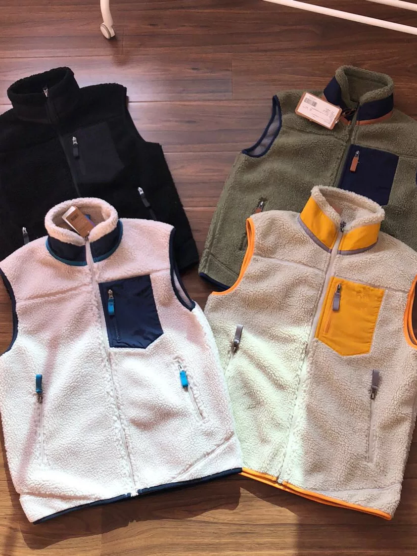 Cross-Border American-Style Bata-Style Autumn and Winter Stand-Up Collar Warm Lamb Fleece Vest Outdoor Couple's Fleece Jacket Foto QC de TAOBAO na Qualit.ly