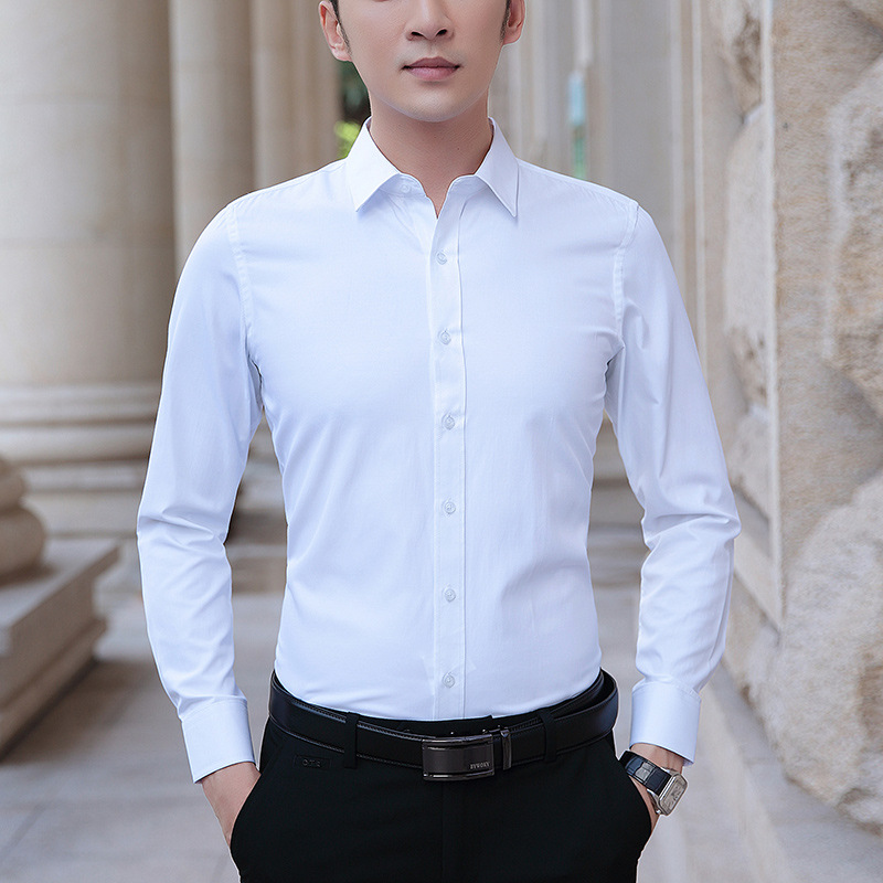 Spring and Autumn Men's Shirts Youth Slim Casual Business Long Sleeve Shirts Easiest for Match Shirts Men's Clothes Trendy Large Size