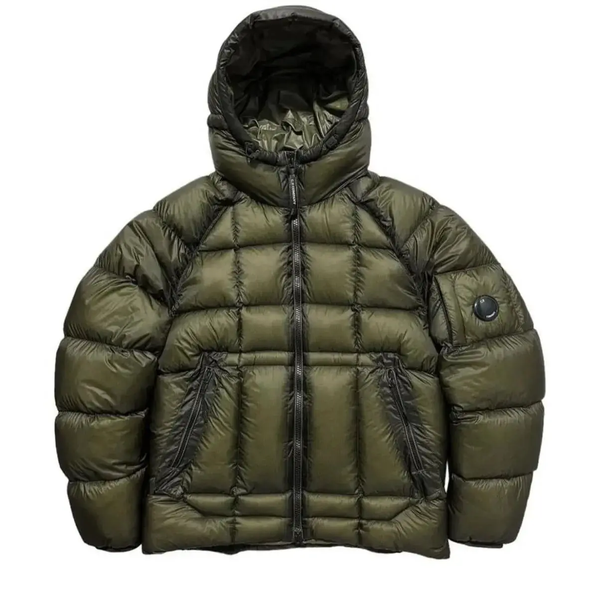 Down Cotton Jacket Men Badge Lens Warm Bread Jacket Hooded Outdoor Cross Border American Jacket