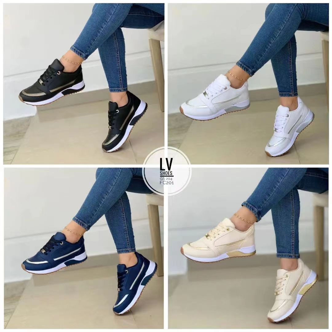2024 foreign trade large size sports shoes women's autumn European and American color matching women's casual comfortable shoes women's spot wholesale