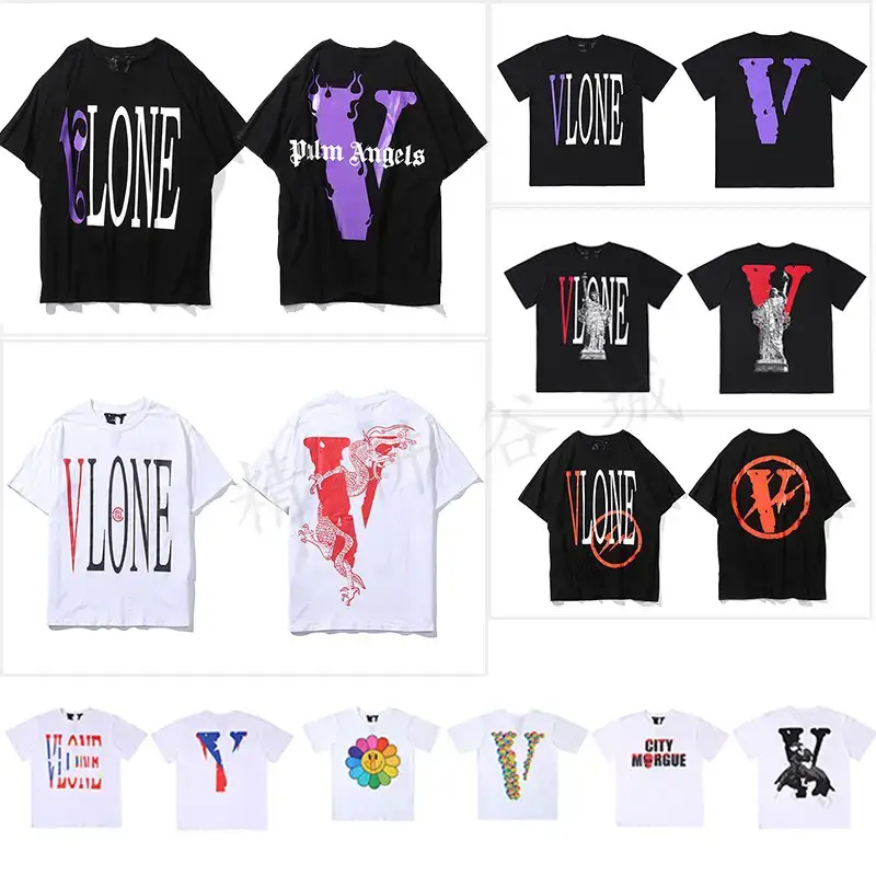 Hiroshi Fujiwara Vlone Fog Big V Smoke Angel Friends Short-Sleeved T-Shirt Male Wang Yibo and Edison Chen's Same Style Clothes