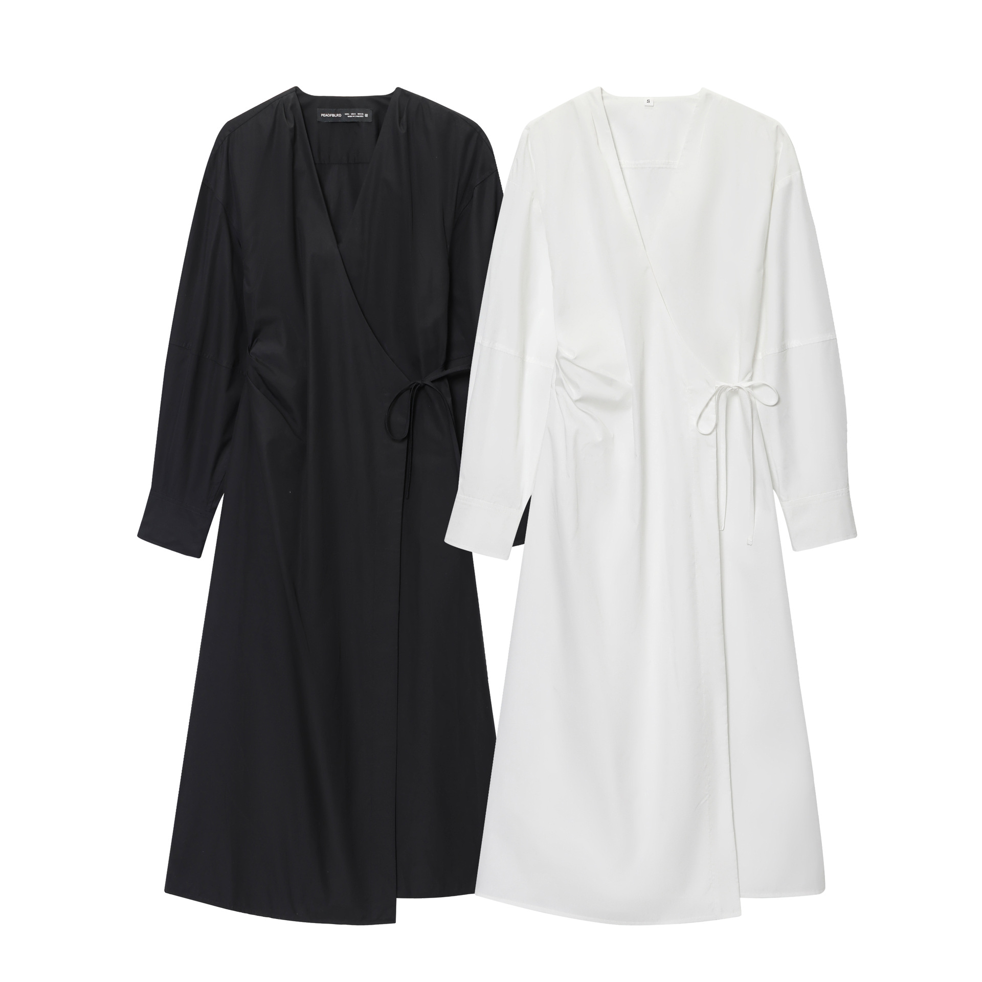 2025 New Summer Style European and American Style Cotton Long-Sleeved V-Neck Wrap Shirt-Style Dress 1267048003