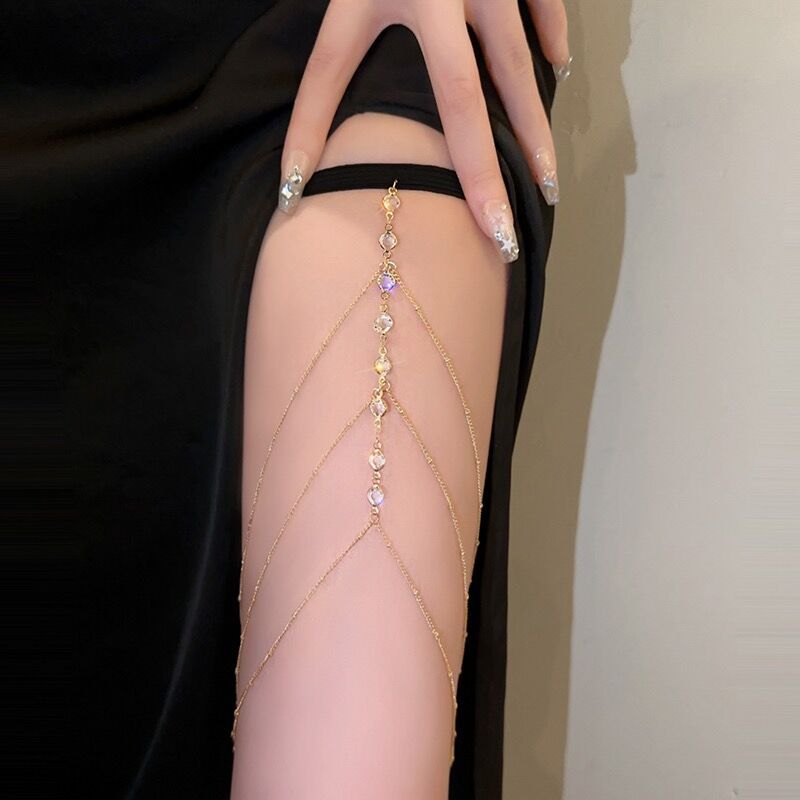 Three-Layer Tassel Rhinestone Leg Chain Summer New Fashion Sexy Accessories European and American Spice Girls All-Match Internet Celebrant Hot Body Chain
