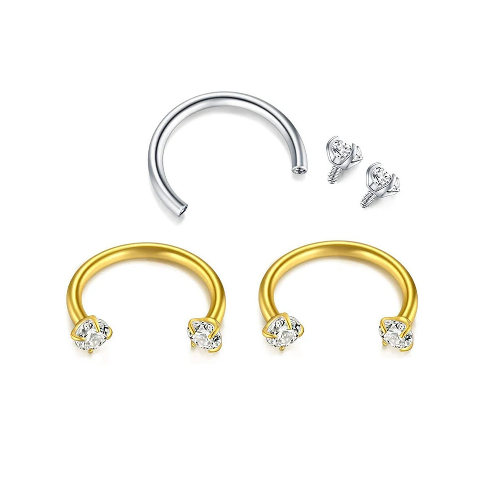 Stainless Steel U-Shaped Horseshoe Barbell Nose Ring Inlaid with 5A Zircon Full Diamond Piercing Jewelry Manufacturer Direct Wholesale Fashion Body Piercing