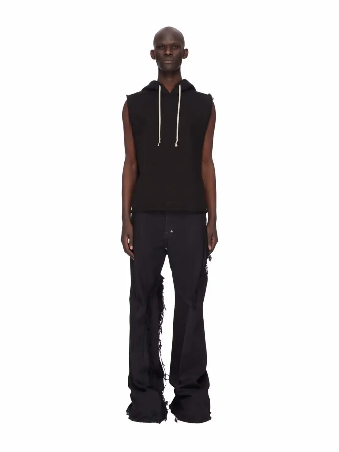 Ro Style Fw25 Show Model Patchwork Wrinkled Raw Hem Bolan Bootcut Loose Floor-Length Wide-Leg Flared Jeans for Men