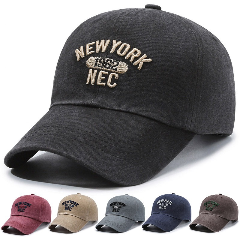 New Embroidered Stereo Letter Baseball Cap Men's and Women's Washed Faded Old Sunshade Duck Tongue Hat Cross-border