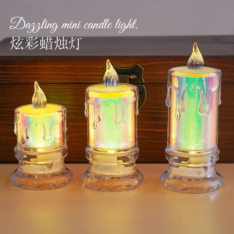 Led simulation colorful electronic candle lamp dormitory bedroom nightlight birthday creative atmosphere lamp desktop small ornaments