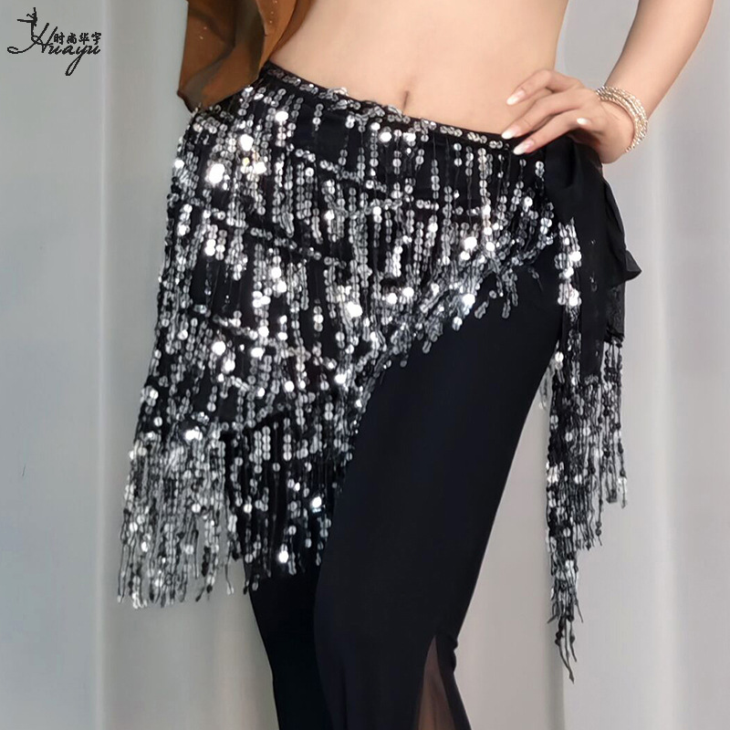 Halloween Belly Dance Performance Costume Sexy Sequins Tassel Hip Tablet Bead Pieces Waist Chain Indian Dance Performance Waist Tablet