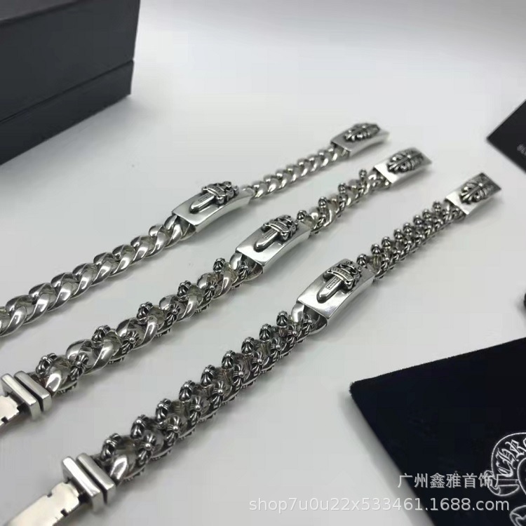 Ch Crow Sword Double Brand Cross Flower Thick Bracelet European and American Classic Stylish Retro Children's Army Flower Men's Bracelet