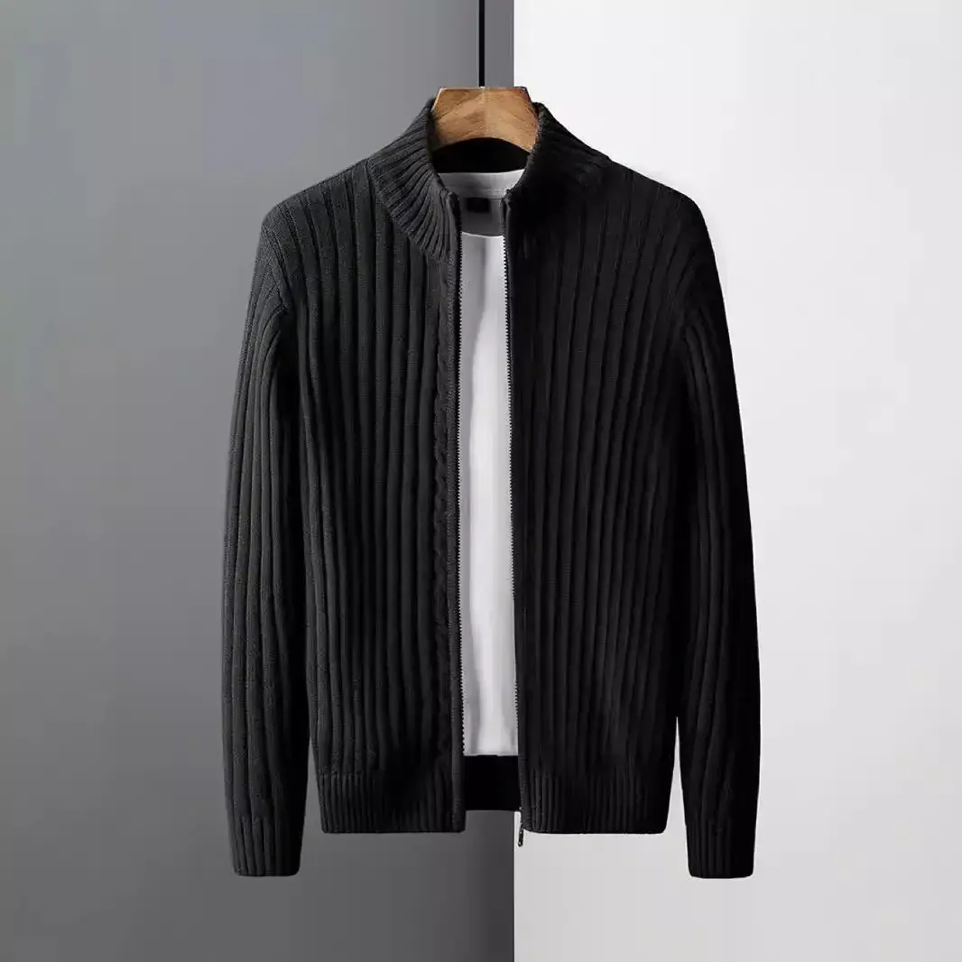 2023 Spring and Autumn New Cardigan Sweater Men's Korean Style Zipper Outer Wear Knitted Sweater Jacket Men's Thickened Autumn and Winter National Fashion