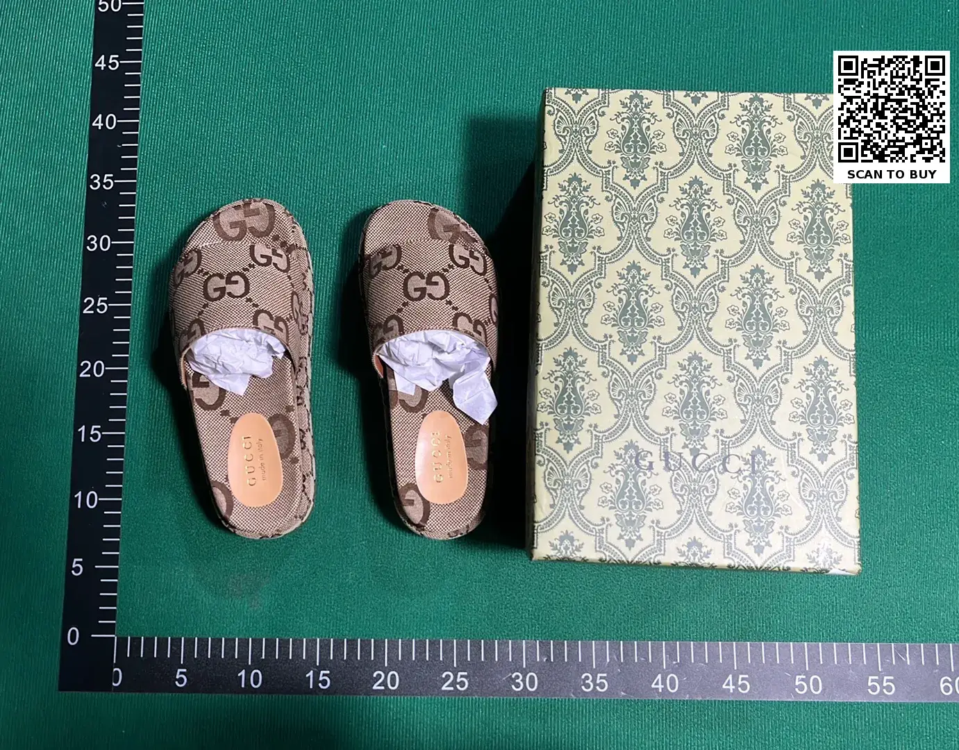 Gucci GG Monogram Platform Slides Brown QC