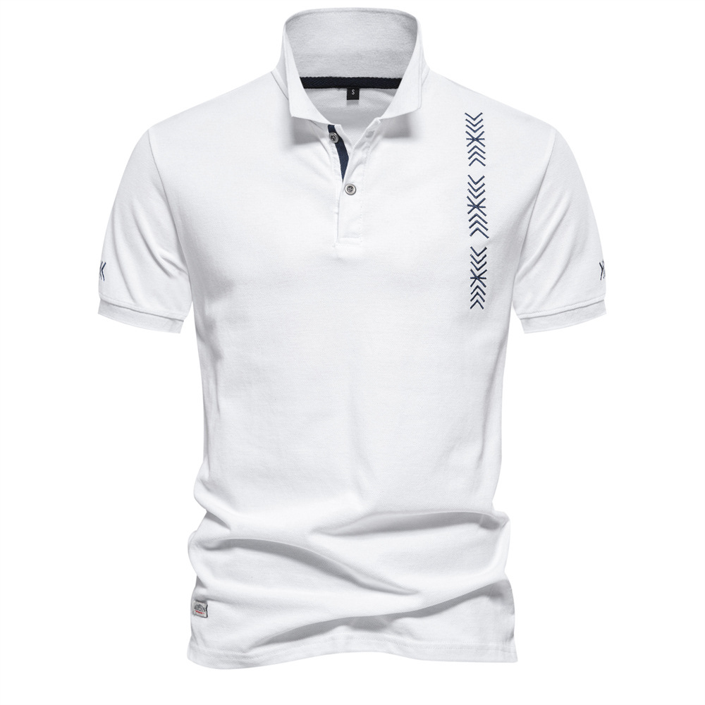 Spring and summer 2025 new cross-border fashion men's T-shirt casual embroidery breathable trend solid color POLO short sleeve