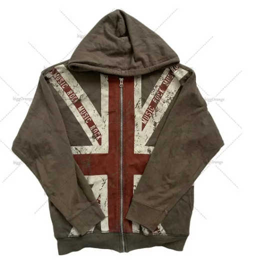 Rice frame zipper hoodie Y2K Gothic retro hip-hop hoodie Harajuku sweatshirt for outerwear hot selling wholesale