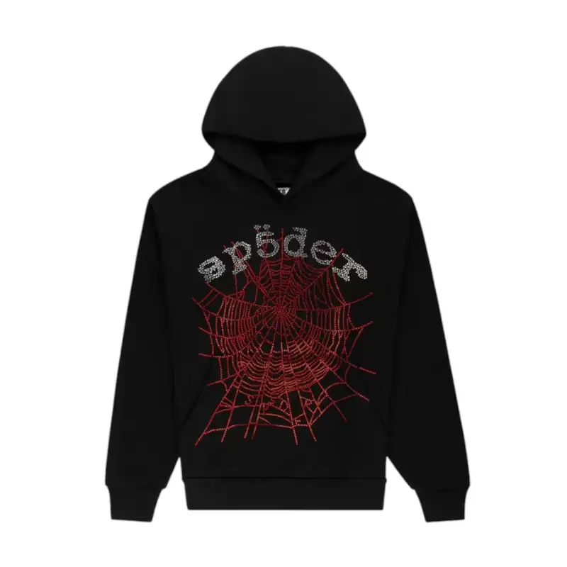 Sp5Der Rhinestone Og Web V2 Hoodie Black Spider Hoodie Export Quality Male