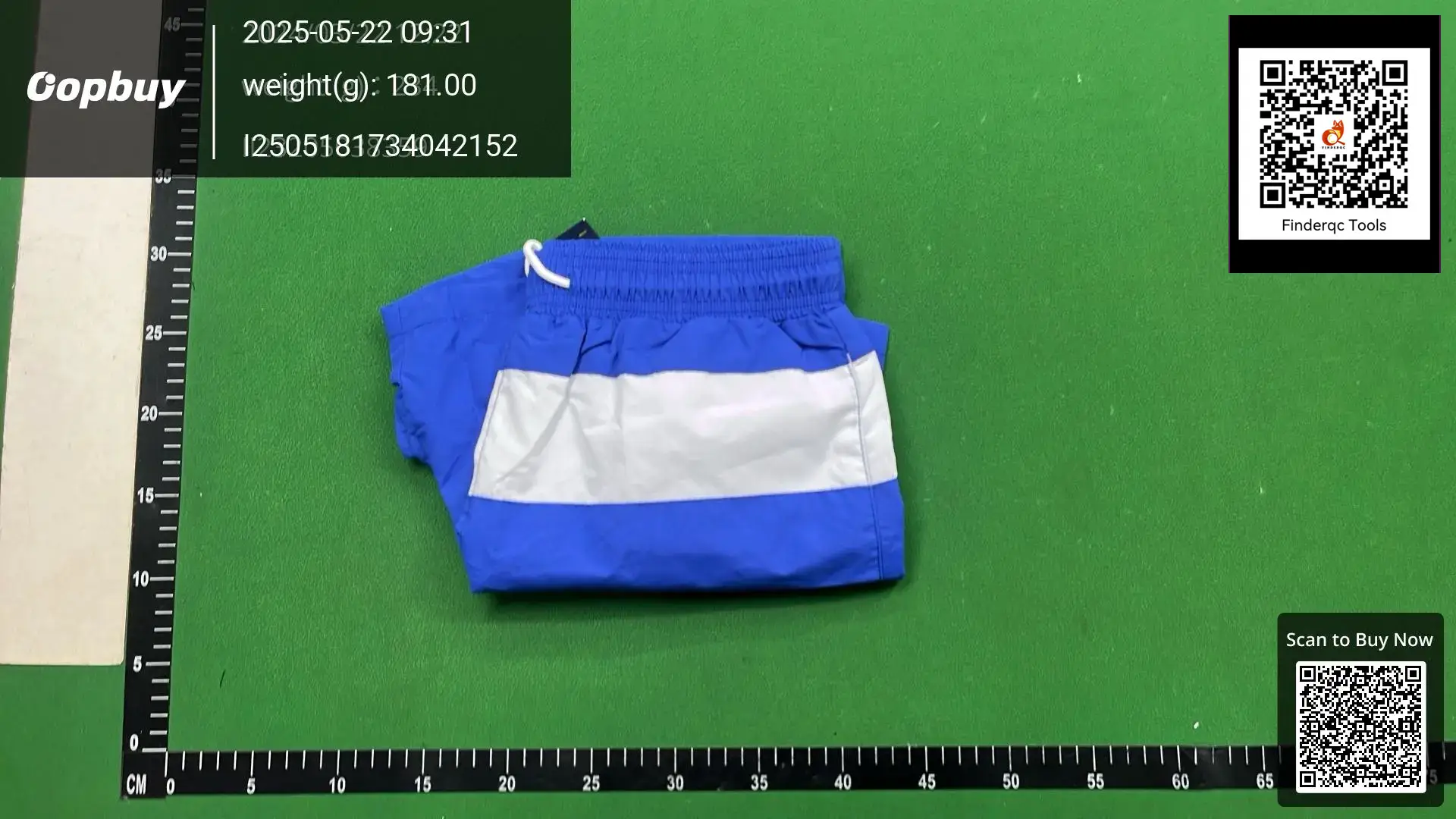 Blue and white striped shorts