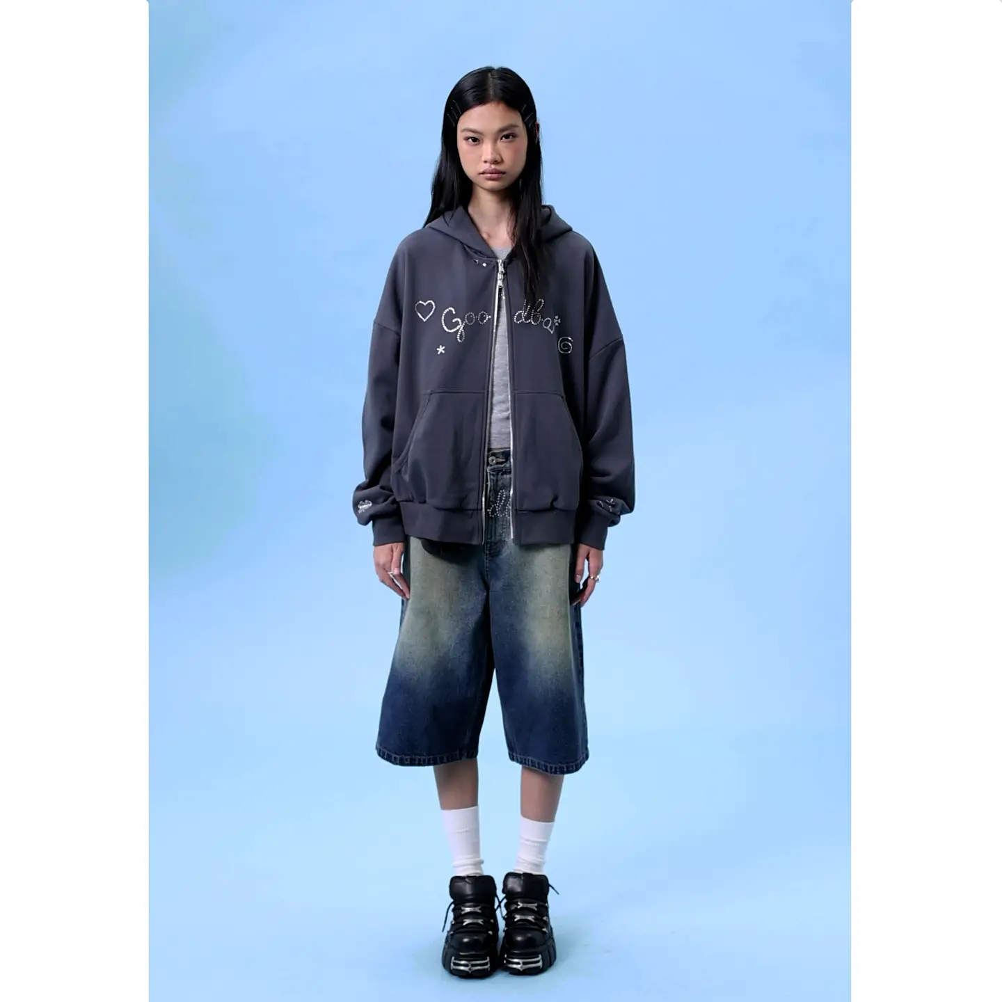 Goodbai Goodees Hot Diamond Logo Washed Denim Mid-Pants