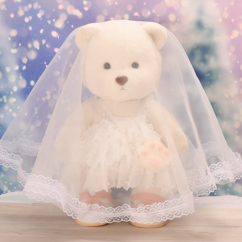 Medium Lena Joint Bear Doll Clothes White Wedding Dress Veil 30cm Bear Doll Dress Dress Replacement Dress