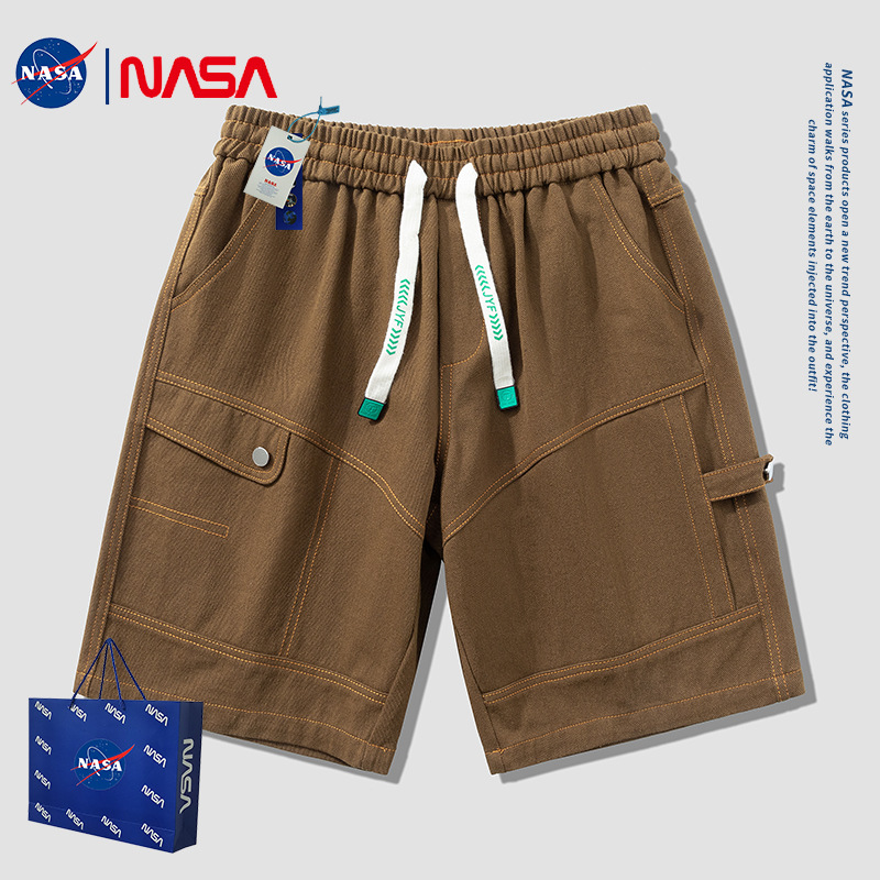 Nasa Workwear Shorts for Men 2026 Summer Trendy Brand Ins Loose Pure Cotton Casual Sports Shorts Plus Size