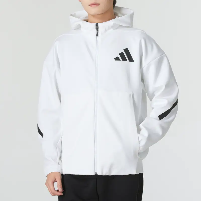 Adidas Men's Spring New arrival Plaid Hooded Zipper Running Training Sports Outwear Ij6092