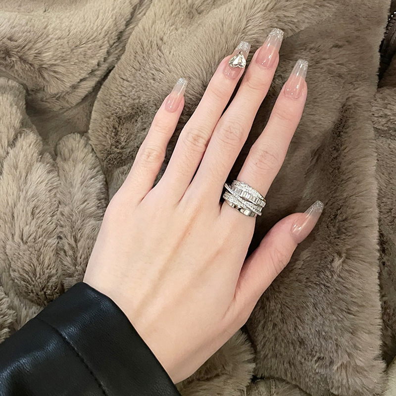 Cross-Border Winding Ring Copper Inlaid with Zirconium Real Gold Multi-Layer Winding Women's High-End Personalized Light Luxury Winding Ring Wholesale