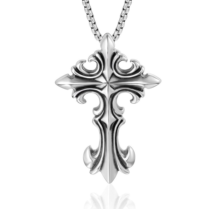 Personalized Oversized Pendant Jewelry Vintage Gothic Couple Cruckle Pendant Titanium Steel Necklace SP187-8