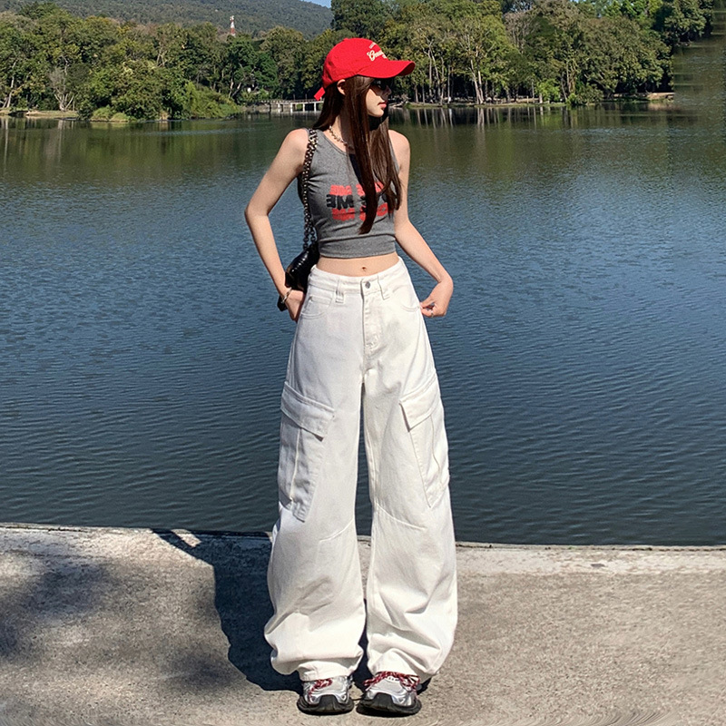 American-Style Spicy Girl Workwear Wide-Leg Jeans for Women, 2026 Summer New Straight Loose High-Waisted Slimming Casual Pants