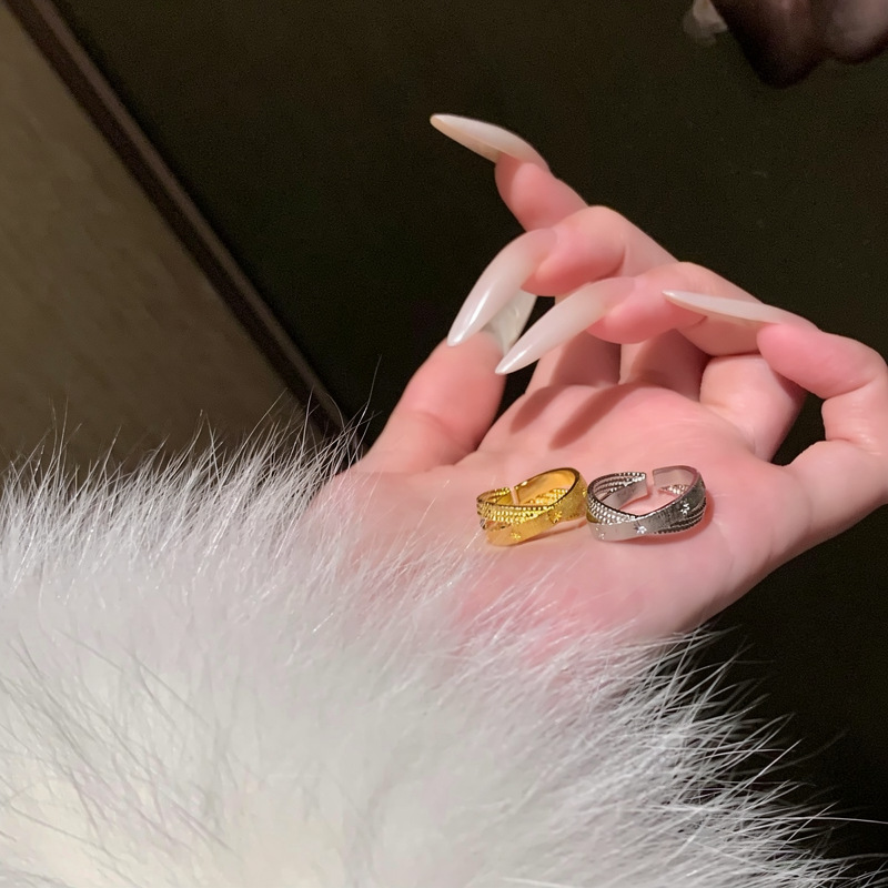 Super Shiny! Light Luxury Style Small Double Ring Open-Ended Ring for Women, Index Finger Ring with a Unique Vibe, Versatile and Unique Finger Jewelry