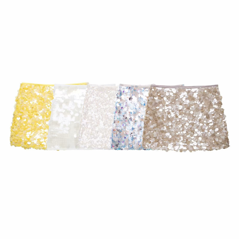 Manufacturer's Ready-Made Export Women's Clothing Wholesale 2025 New Flower Decoration Fashionable Elegant Sequin Knitted Mini Skirt