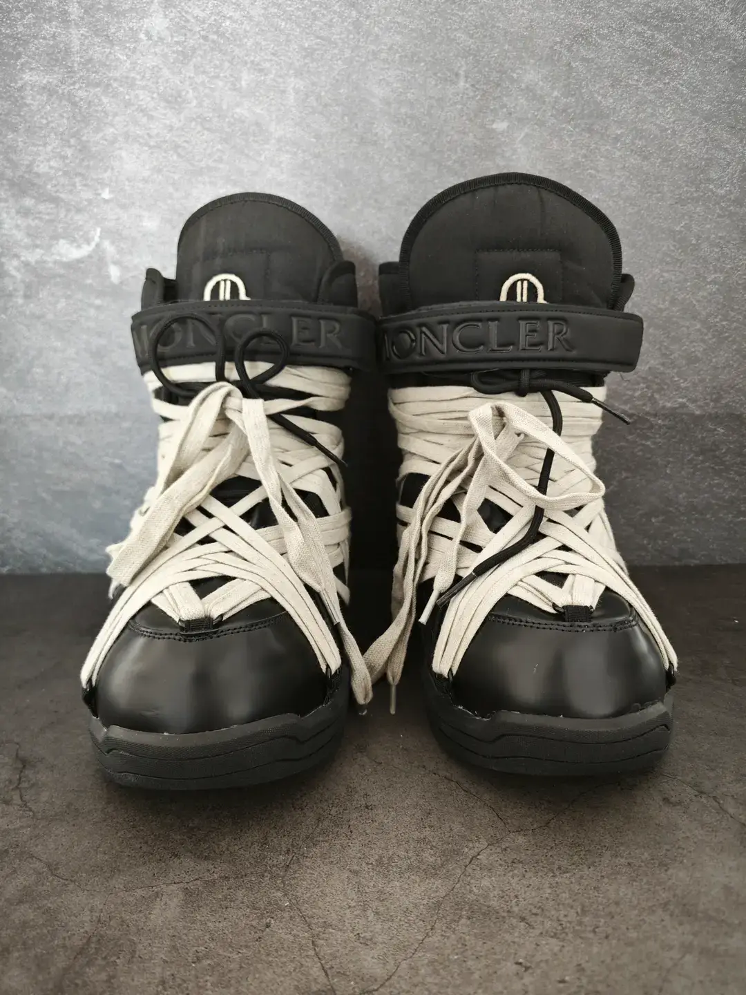 Moncler Men's Black Leather Lace-Up Boots