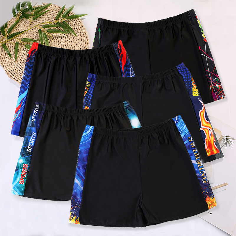 Men's swimming trunks plus size plus fertilizer hot spring swimming trunks nylon fabric sports comfortable boxer beach swimsuit wholesale