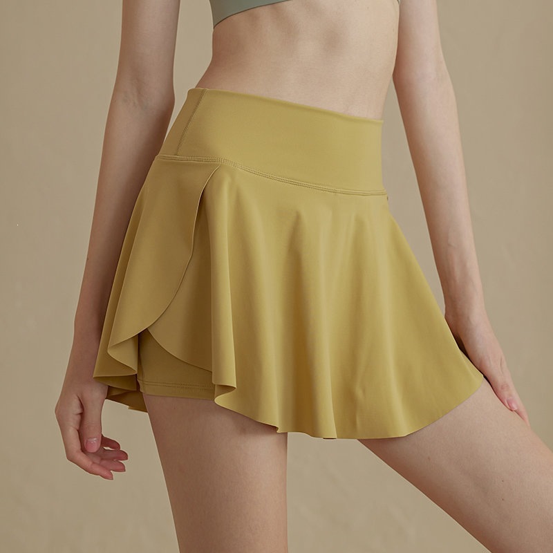 Pleated High-Waisted Yoga Dance Skirt Pants Summer Anti-Exposure Tennis Skirt Fitness Sports Short Skirt Women's Quick-Dry Running