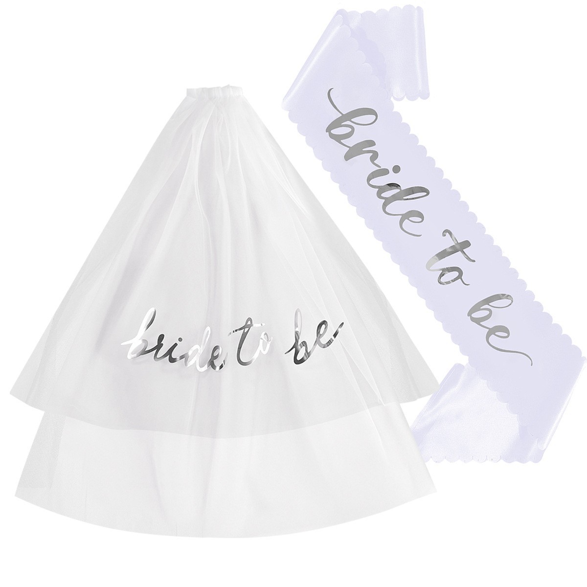 European and American Romantic Bridal Veil Shoulder Strap Set Bride to Be Wedding Party Essential Ironing Veil Ribbon