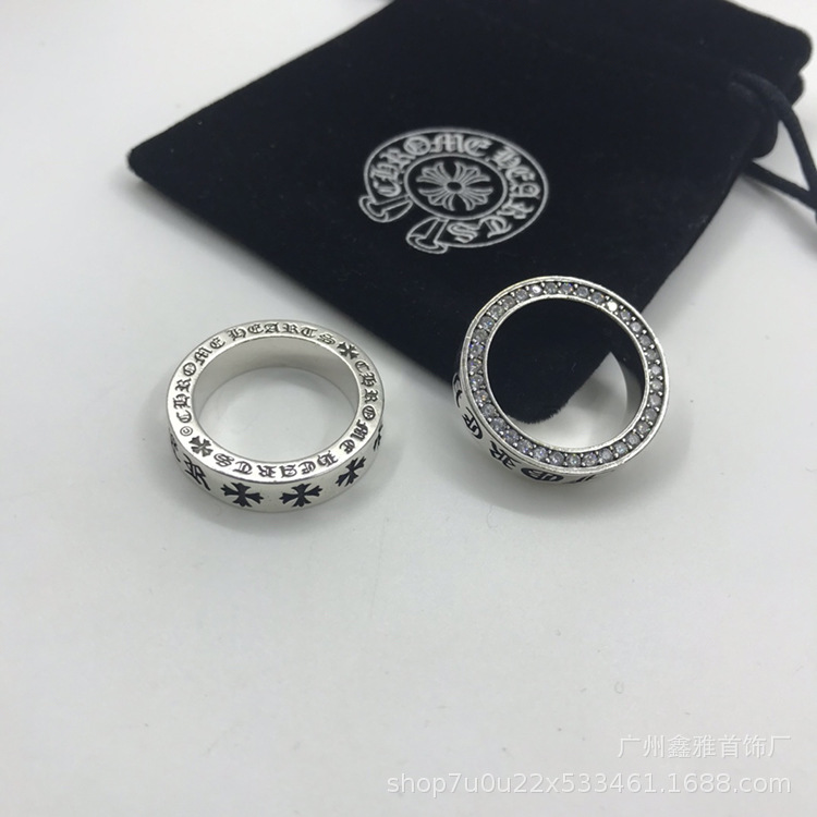 Crucula Eternal Heart Diamond Retro Ring Personalized Hip-Hop Punk Couple's Ring Manufacturers Batch