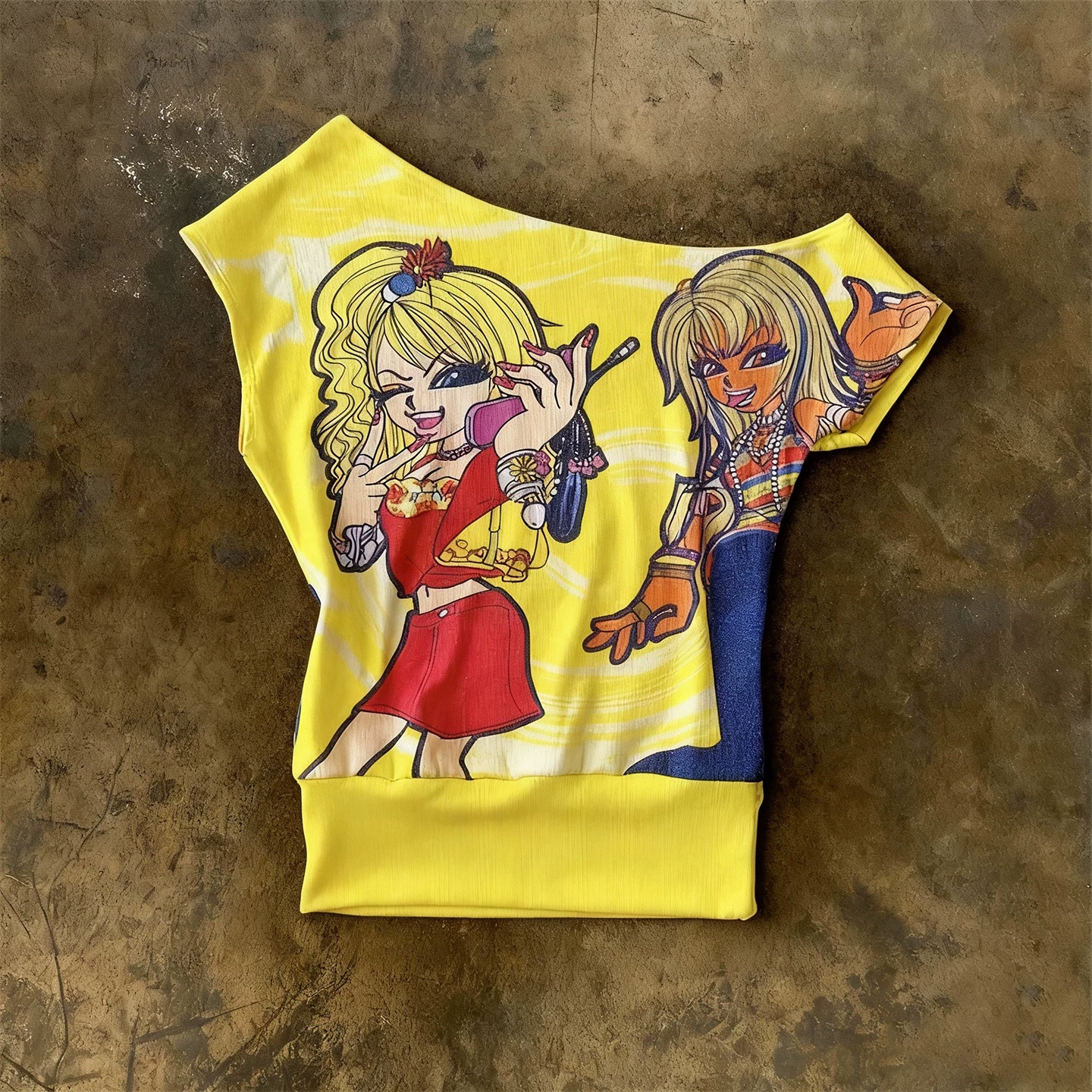 y2k hoodie~美式小众复古辣妹风短袖T恤女宽松个性街头多巴胺上衣