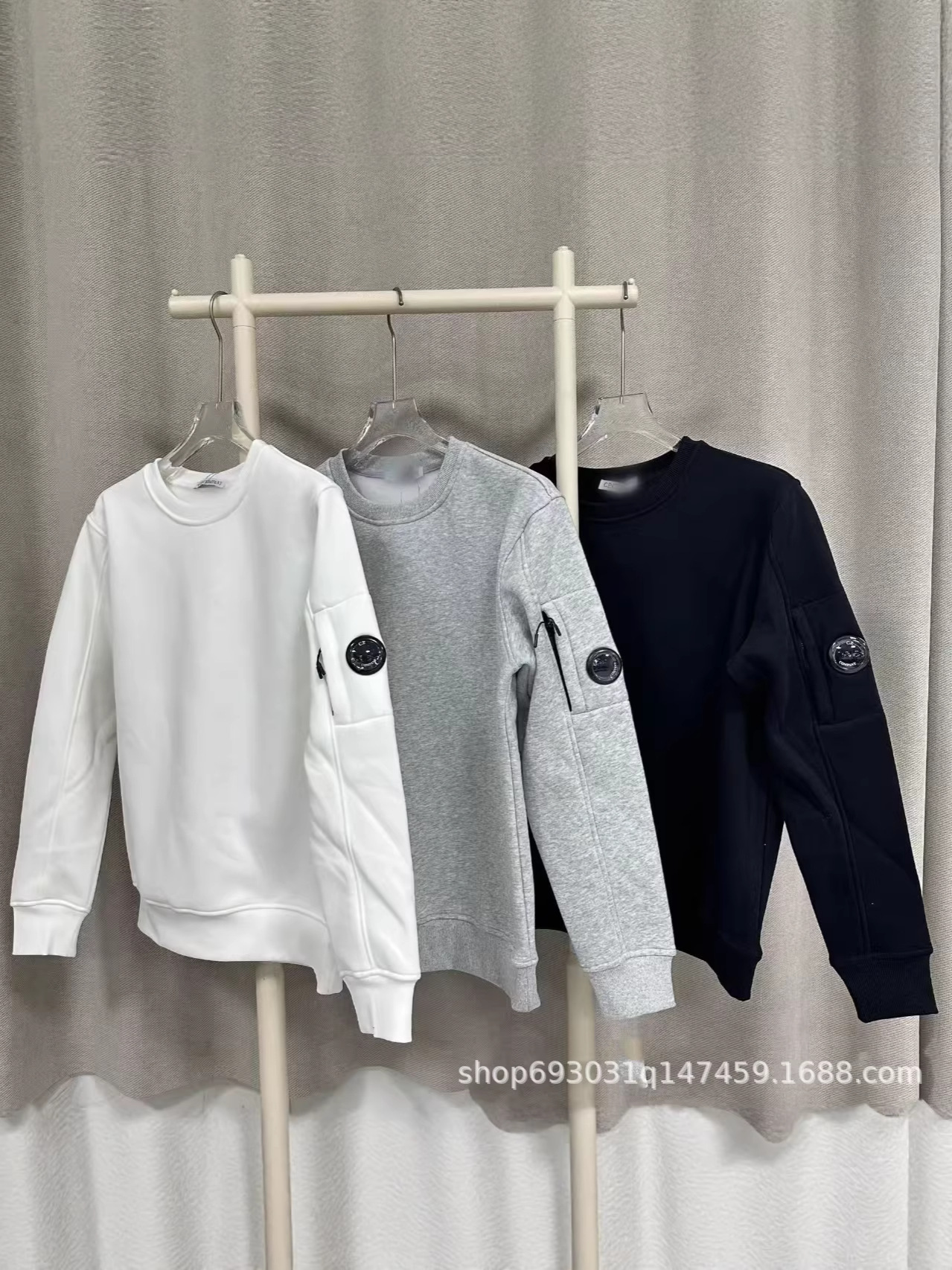 Company Foreign Trade Fleece-Lined Zip-Up Trendy Brand Unisex Couple Style Cp Glasses Round Lens Pullover Casual Sweatshirt QC 写真 1688 Qualit.ly